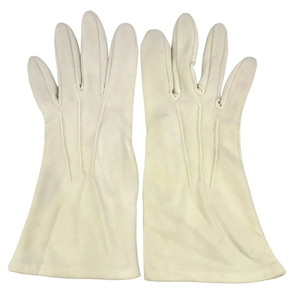 Vintage Ladies White Gloves 100% Double Woven Nylon ~‎ Size Medium